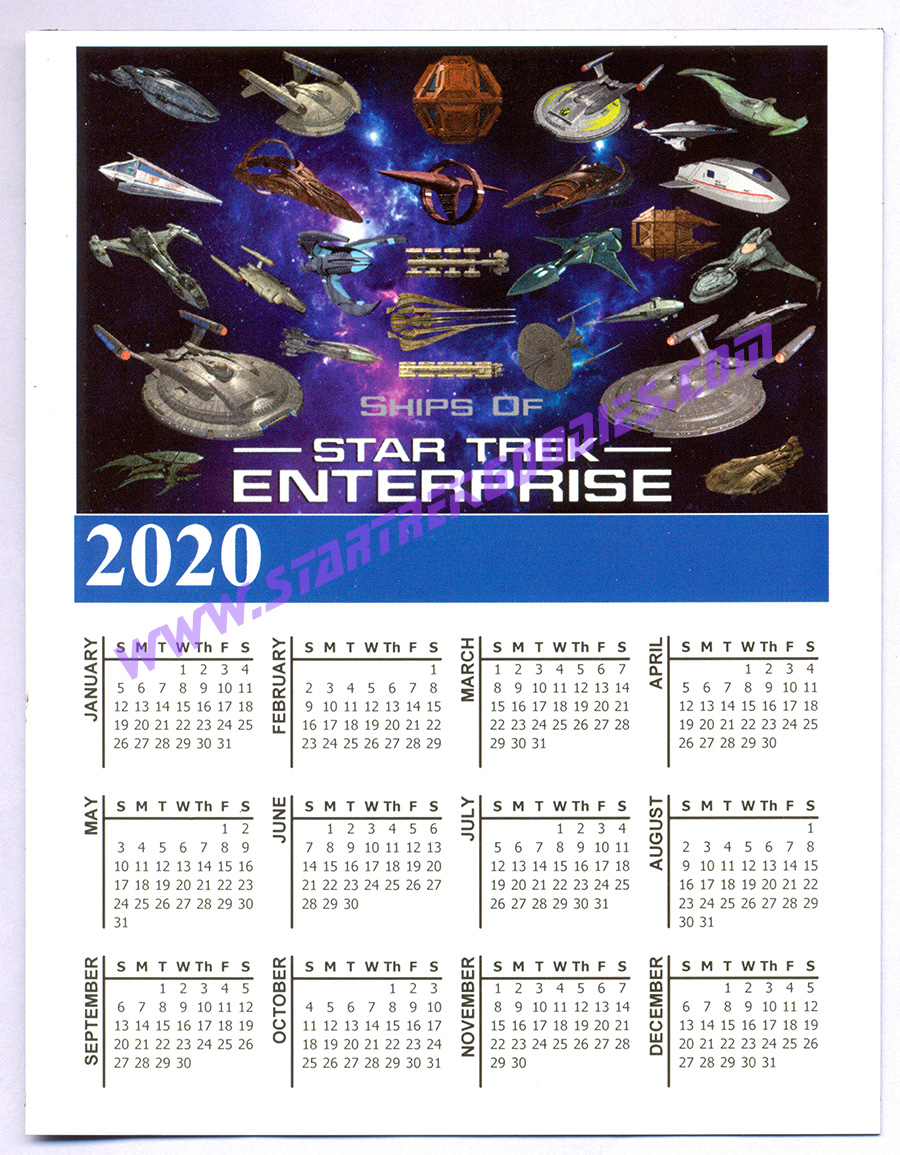 Star Trek Enterprise 2020 CALENDAR with 27 Ships 5½"x4¼" PLUS